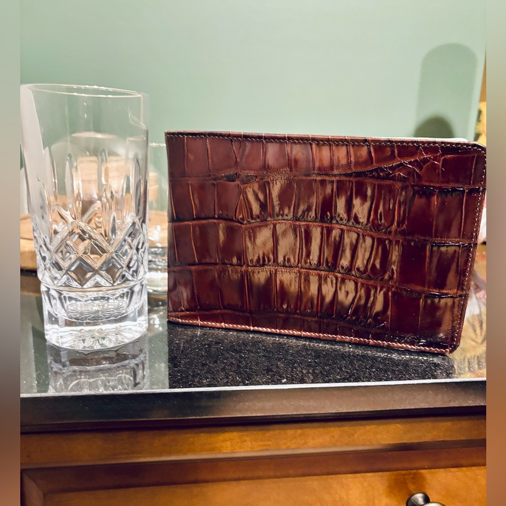 Custom made Crocodile embossed Leather score card holder